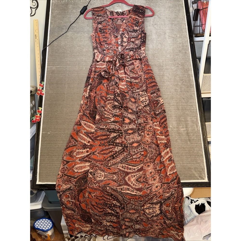 MONSOON (US 6) Button-Front 100% Sustainable Viscose Maxi Dress